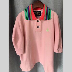 Vivienne Westwood Anglomania Pink Polo Shirt with Multicolor Striped Collar